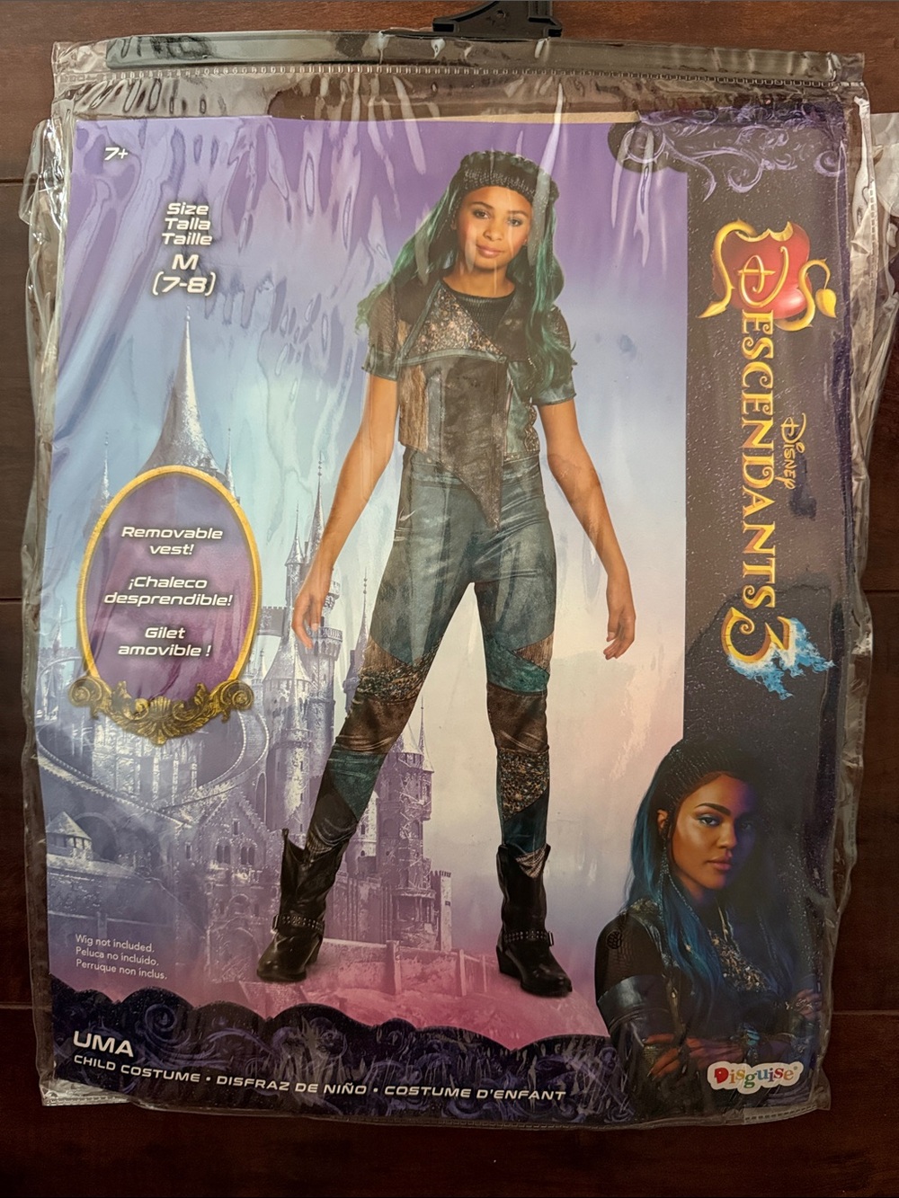 Disguise Uma Costume Teal and Black Jumpsuit with Removable Vest